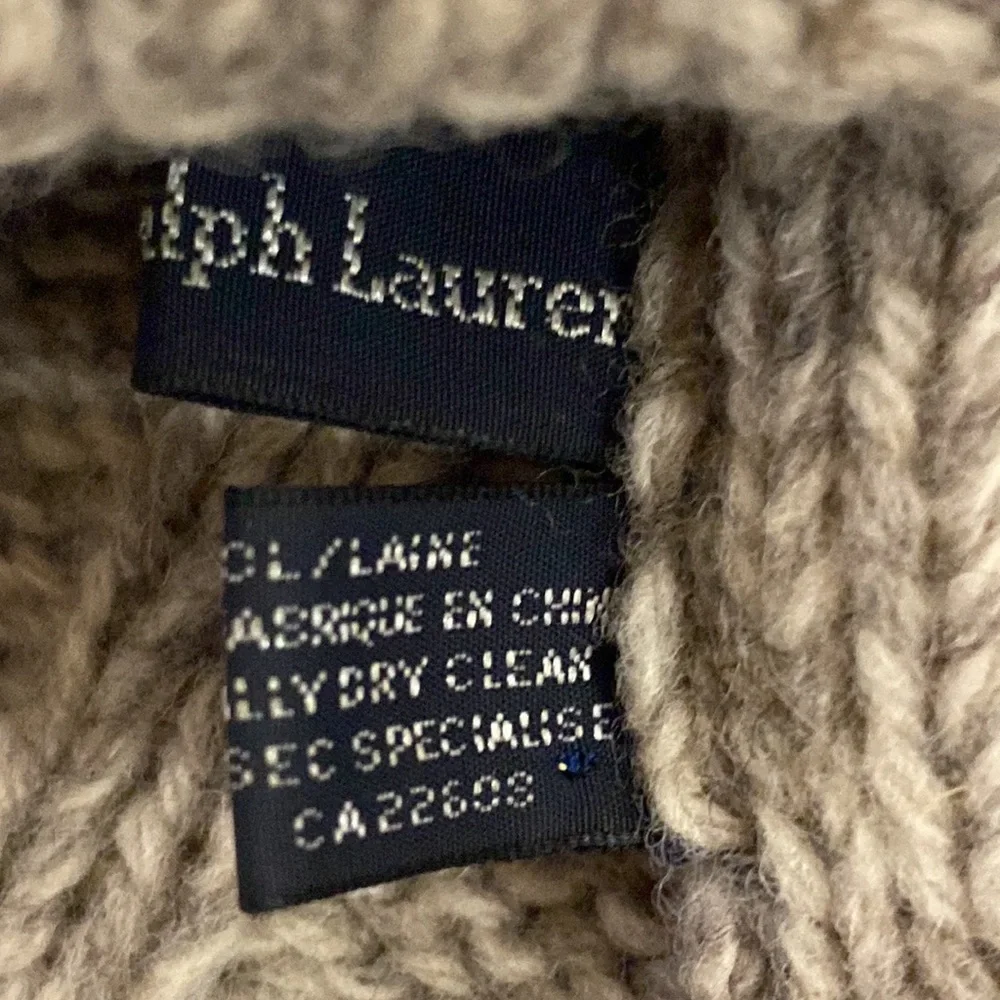 Polo, Ralph Lauren embroidered wool beanie tan cream embroidered olive green_7